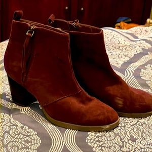 Brown suede ankle boots